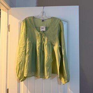 NWT American Eagle Long-Sleeve Breezy Boho Blouse (Light Green)